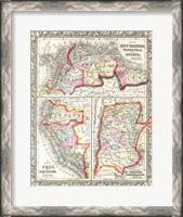 Framed 1860 Mitchell's Map of Peru, Ecuador, Venezuela, Columbia and Argentina