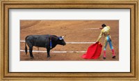 Framed Bull and Matador Stand Off