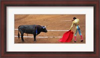 Framed Bull and Matador Stand Off