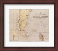 Framed Map of Argentina 1883