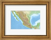 Framed Mexico Relief Location Map