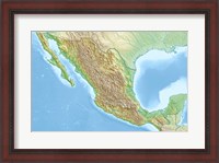 Framed Mexico Relief Location Map