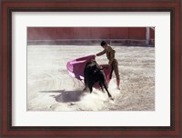 Framed Matador fighting with a bull, Spain