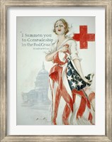 Framed Harrison Fisher WWI American Red Cross Poster