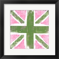 Union Jack Pink And Green Framed Print