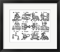 Framed Zodiac Woodcut