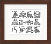 Framed Zodiac Woodcut