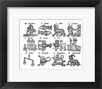 Framed Zodiac Woodcut