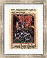 Framed 12th Century Painters - On Whales Folio from a Bestiary
