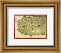Framed 1561 Map of West Africa by Girolamo Ruscelli