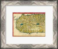 Framed 1561 Map of West Africa by Girolamo Ruscelli