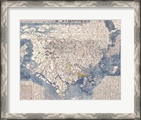 Framed 1710 First Japanese Buddhist Map of the World Showing Europe, America, and Africa