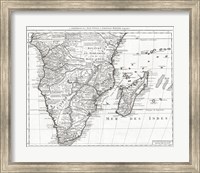 Framed 1730 Covens and Mortier Map of Southern Africa