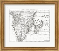 Framed 1730 Covens and Mortier Map of Southern Africa