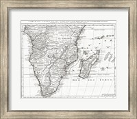 Framed 1730 Covens and Mortier Map of Southern Africa