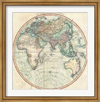 Framed 1801 Cary Map of the Eastern Hemisphere