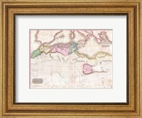 Framed 1818 Pinkerton Map of Northern Africa and the Mediterranean