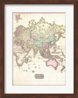 Framed 1818 Pinkerton Map of the Eastern Hemisphere