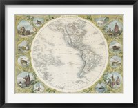 Framed 1850 Tallis Map of the Western Hemisphere