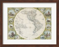 Framed 1850 Tallis Map of the Western Hemisphere