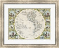 Framed 1850 Tallis Map of the Western Hemisphere