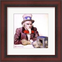 Framed James Montgomery Flagg  -Uncle Sam With Empty Treasury 1920