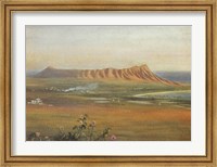 Framed Edward Clifford (1844-1907) - 'DiamondHead, Honolulu', watercolor painting, 1888
