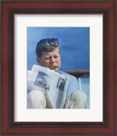 Framed President Kennedy Reading the New York Times