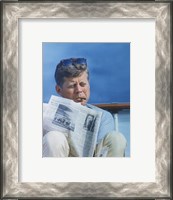 Framed President Kennedy Reading the New York Times