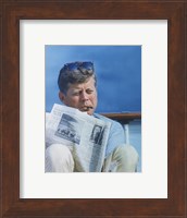 Framed President Kennedy Reading the New York Times