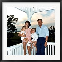 Framed JFK and family in Hyannis Port, August 1962