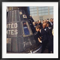 Framed JFK Inspects Mercury Capsule