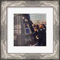 Framed JFK Inspects Mercury Capsule