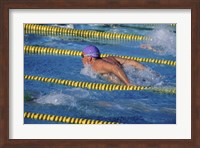 Framed Swimmer racing in a swimming pool