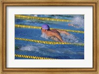 Framed Swimmer racing in a swimming pool
