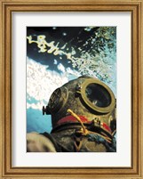Framed Close-up of a divers helmet under water