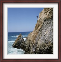 Framed Mexico, Acapulco, La Quebrada, Cliff divers on cliff