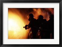 Firefighters during a rescue operation Framed Print