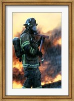 Framed Firefighter at a rescue operation
