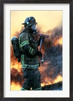 Framed Firefighter at a rescue operation