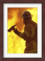 Framed Firefighter holding an axe