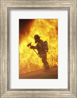 Framed Side profile - firefighter holding an axe