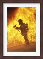 Framed Side profile - firefighter holding an axe