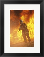 Framed Firefighter holding an axe