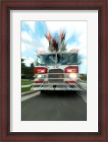 Framed Fire engine on a road