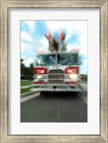 Framed Fire engine on a road