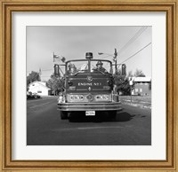 Framed Fire engine on road