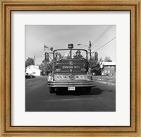 Framed Fire engine on road