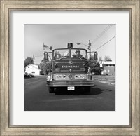 Framed Fire engine on road