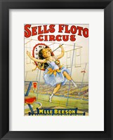 Framed Floto Circus Presents M'lle Beeson, a marvelous high wire Venus, Performance Poster,1921